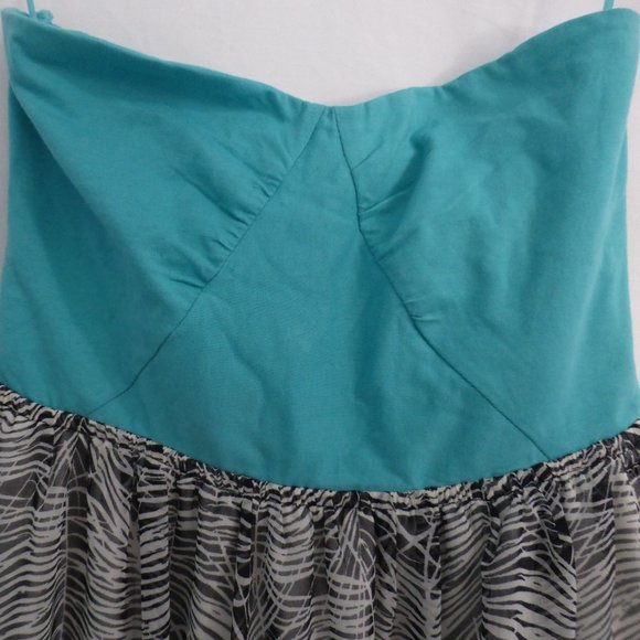 ROXY, medium, long dress, teal and black and white - Picture 3 of 7